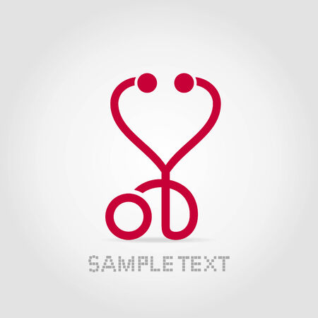 Red medical Stethoscope in the form of heartのイラスト素材