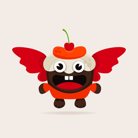 Fruitcake with wings. A vector illustrationのイラスト素材