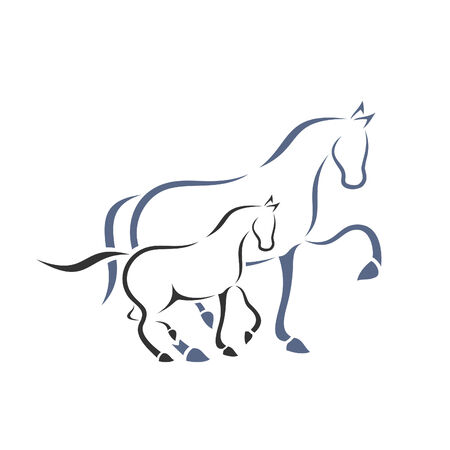 Horse and foal. A vector illustrationのイラスト素材