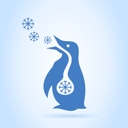 The penguin breathes snow. A vector illustrationのイラスト素材