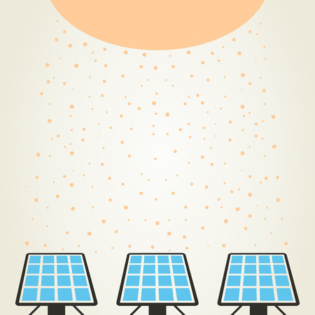 Solar batteries on the sun. A vector illustrationのイラスト素材