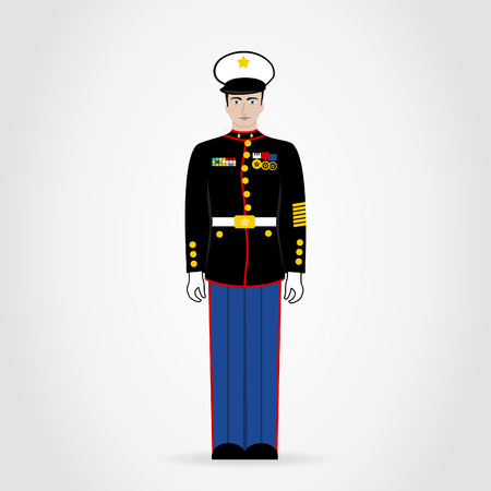 The American soldier in medals. A vector illustrationのイラスト素材