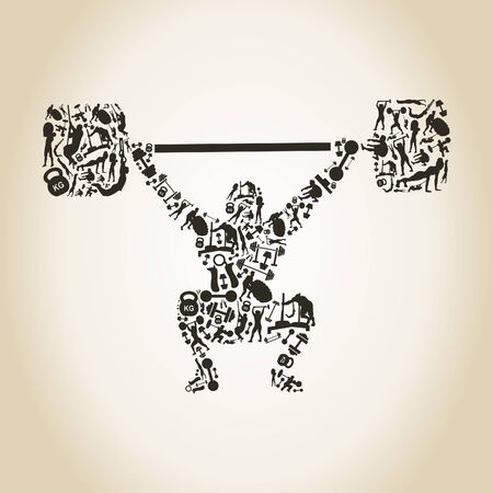 The weightlifter lifts a bar. A vector illustrationのイラスト素材