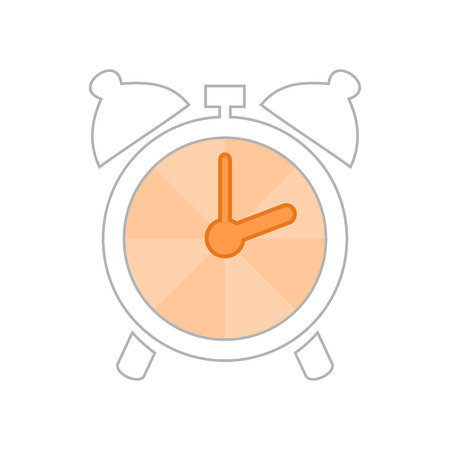 The sketch an alarm clock with an orange arrow. A vector illustrationのイラスト素材