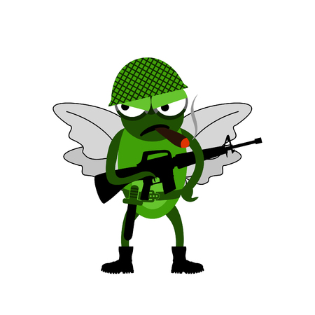 Character of soldiers a fly. A vector illustrationのイラスト素材