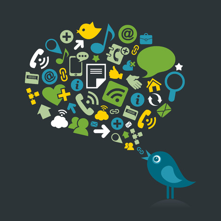 The bird speaks about the social. A vector illustrationのイラスト素材