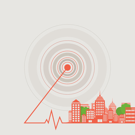 Landscape of a city from epicentre. A vector illustrationのイラスト素材