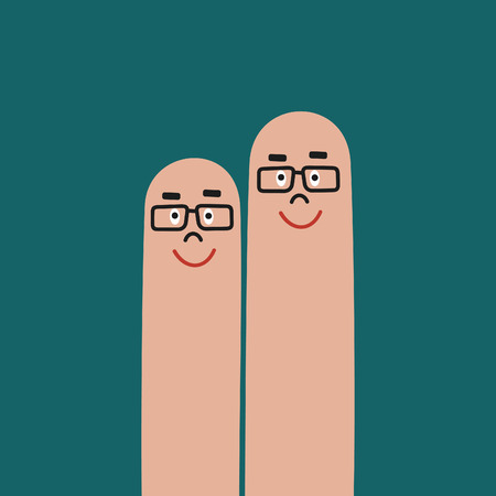fingers with smiles on green backgroundのイラスト素材