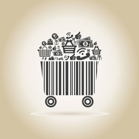 business trolley on a yellow backgroundのイラスト素材