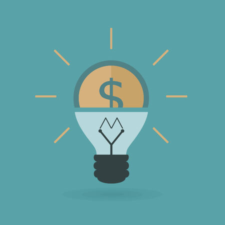 dollar light bulb on blue backgroundのイラスト素材