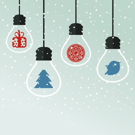 light bulbs with Christmas toysのイラスト素材