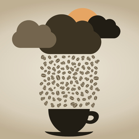 Rain from coffee on a cup. A vector illustrationのイラスト素材
