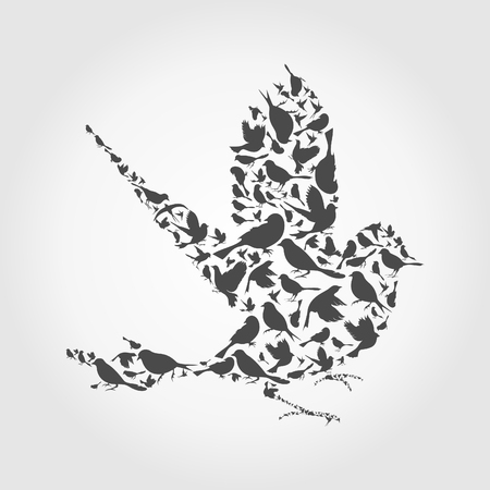 Bird made of birds. A vector illustrationのイラスト素材
