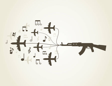 Planes and notes from the weapon. A vector illustrationのイラスト素材