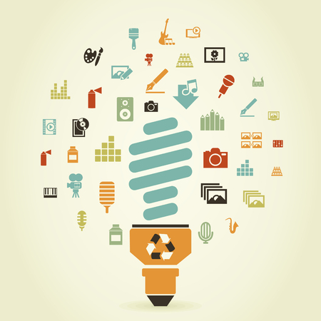 Art round a bulb. A vector illustrationのイラスト素材