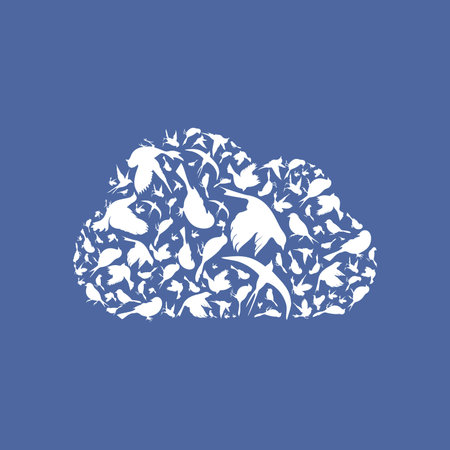 Cloud made of birds. A vector illustrationのイラスト素材