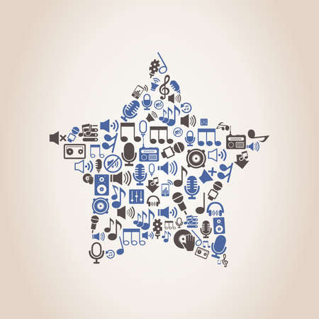 Star made of music. A vector illustrationのイラスト素材