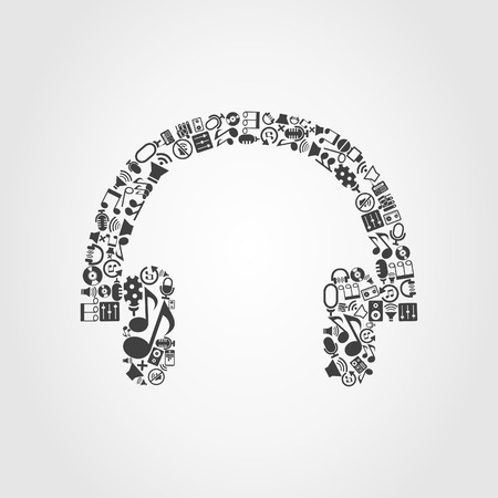 Earphone made of music subjects. A vector illustrationのイラスト素材