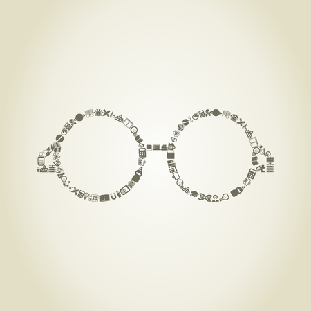 Glasses made of objects of science. A vector illustrationのイラスト素材