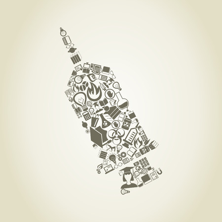 Syringe made of objects of science. A vector illustrationのイラスト素材