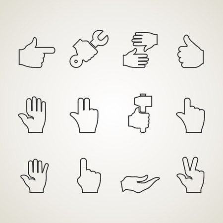 Set of outline icons hand. Vector illustrationのイラスト素材