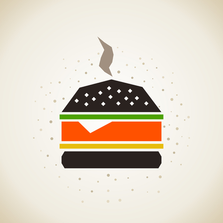The Burger in the style of patchwork. Vector illustrationのイラスト素材