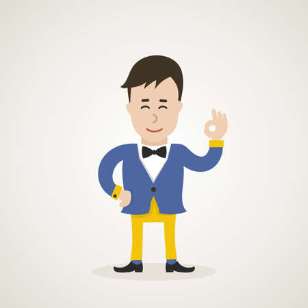 The guy shows gesture ok. Vector illustrationのイラスト素材