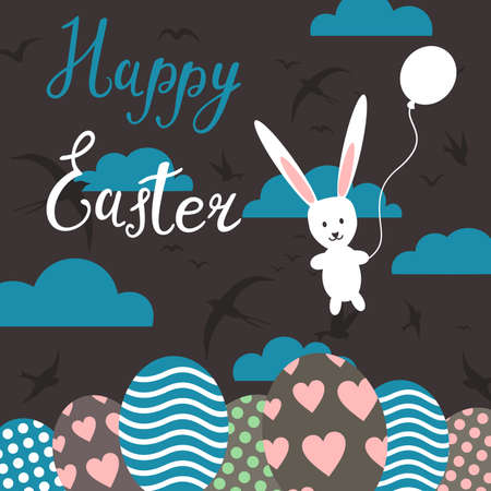 Bunny on an Easter cardのイラスト素材