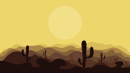 Mountain desert and cactus. illustrationのイラスト素材