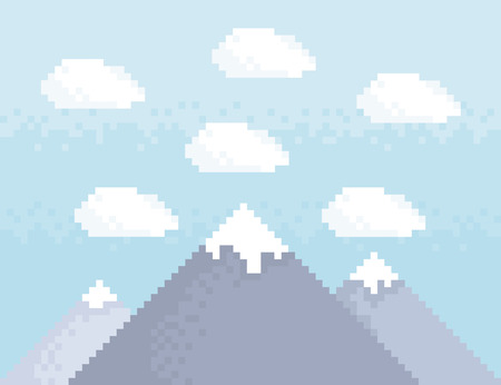Mountain pixel art style illustrationのイラスト素材