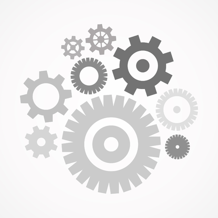 Grey gear set. Vector illustrationのイラスト素材