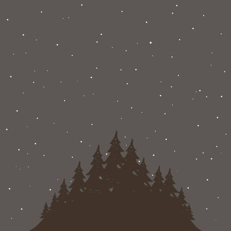The woods at night. Vector illustrationのイラスト素材
