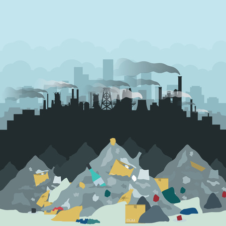 Dump in the background of the city. Vector illustrationのイラスト素材