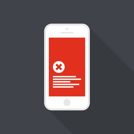 Red screen of error in your phone. Vector illustrationのイラスト素材