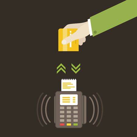 Payment card through the terminal. Vector illustrationのイラスト素材