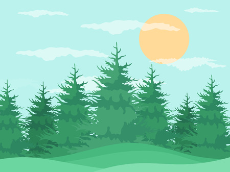 Summer in a pine forest Vector illustrationのイラスト素材