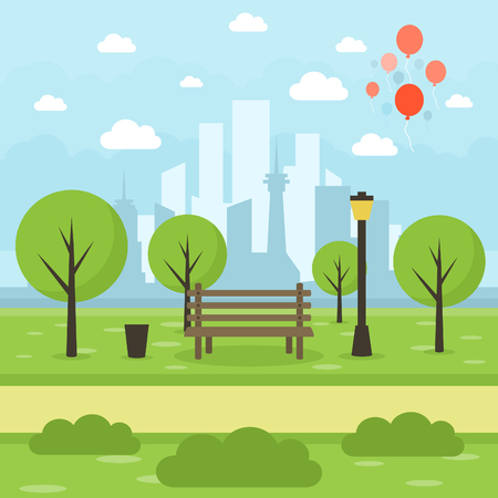 Park on the city background Vector illustrationのイラスト素材