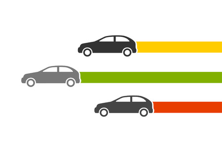 Three cars on the road. Vector illustrationのイラスト素材