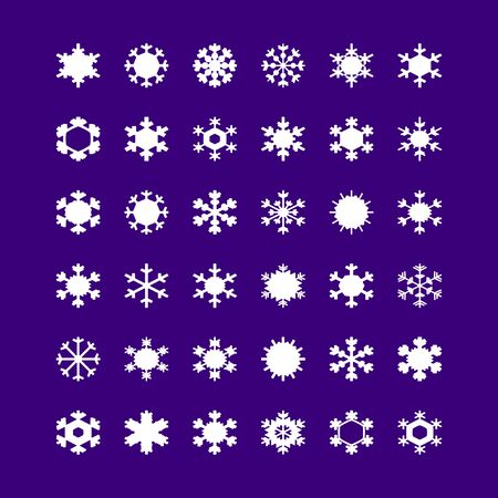 Set of white snowflakes on background. A vector illustrationのイラスト素材