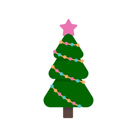 Christmas tree and decoration. Vector illustrationのイラスト素材
