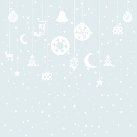 Christmas toys on threads. A vector illustrationのイラスト素材