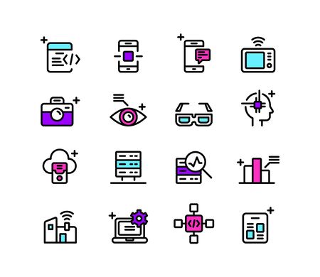 Set of icons on the Internet. Vector illustrationのイラスト素材