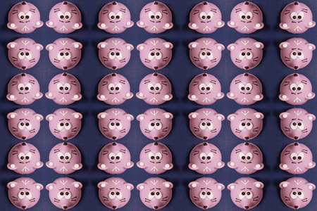 the delicious cake on a blue background, seamless texture, packagingの写真素材