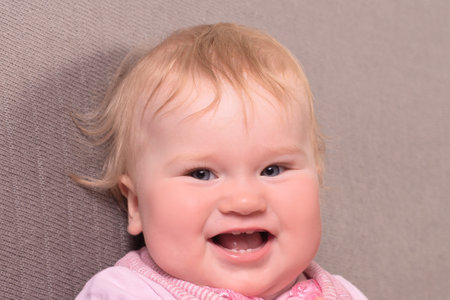 The Happy baby to laugh, close-upの写真素材