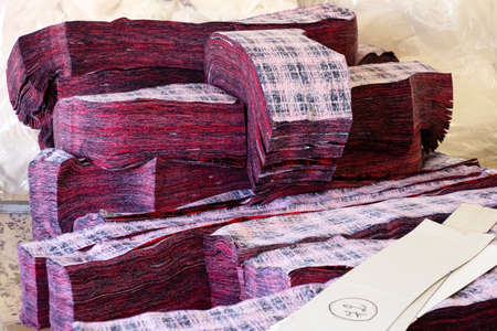 Textile clothing factory, cut of knitwear, shirts