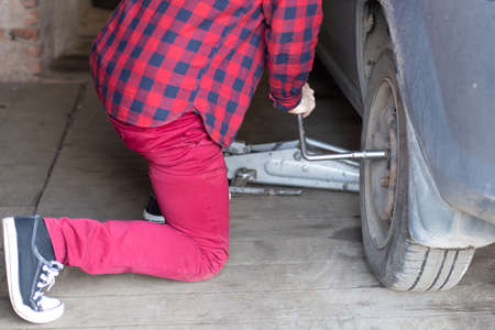 the Tire repair, balancing winter and summer tiresの写真素材