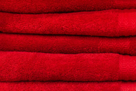 the Red terry soft towels, a large number ofの写真素材