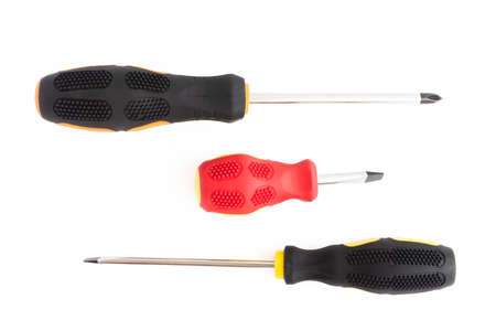 Screwdrivers, construction tools isolated on a white background.の写真素材