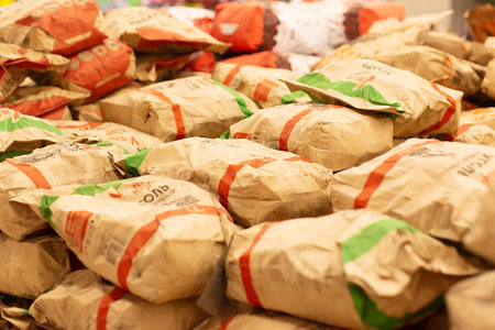 Russia, Ivanovo, November 29, 2020, editorial charcoal in paper bagsのeditorial素材