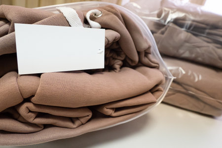 textile industry. The suit is in the package. casual clothing. retail trade.の写真素材